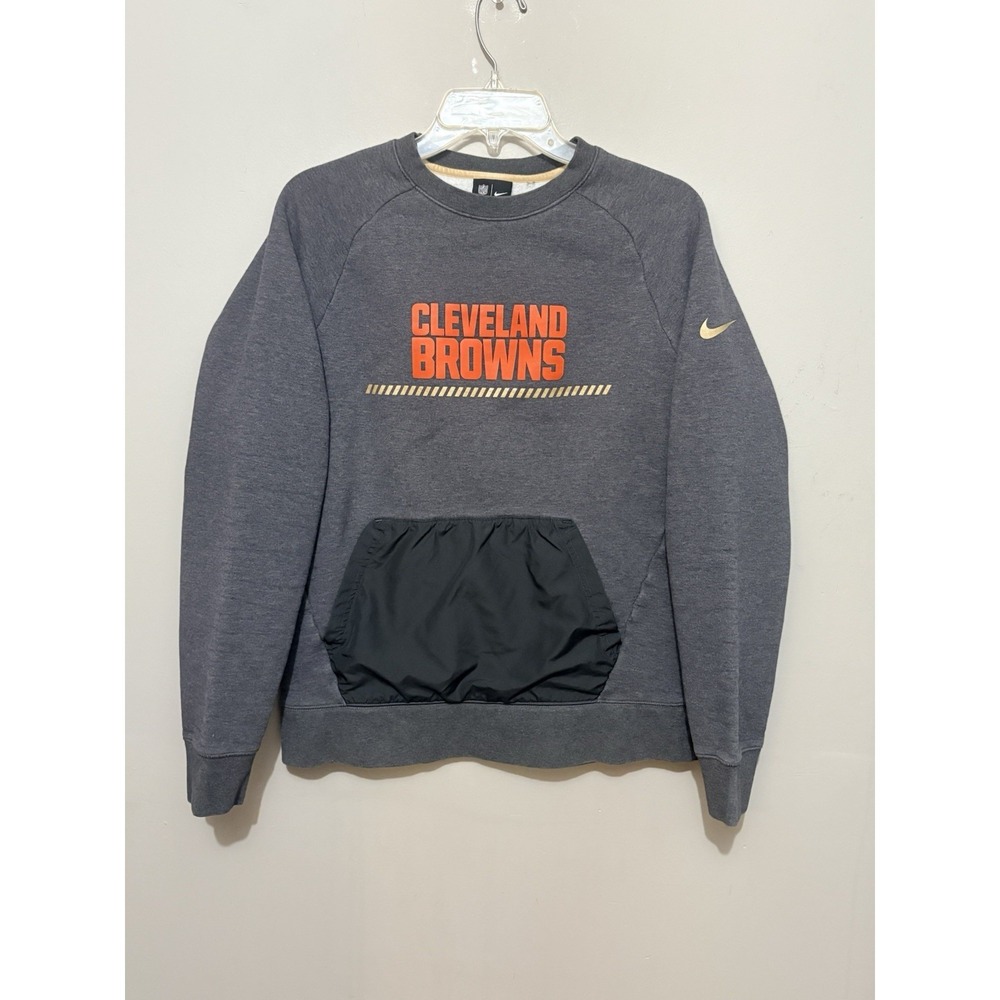 Nike Cleveland Browns Sweatshirt Mens M Gray NFL Team Crewneck Pocket